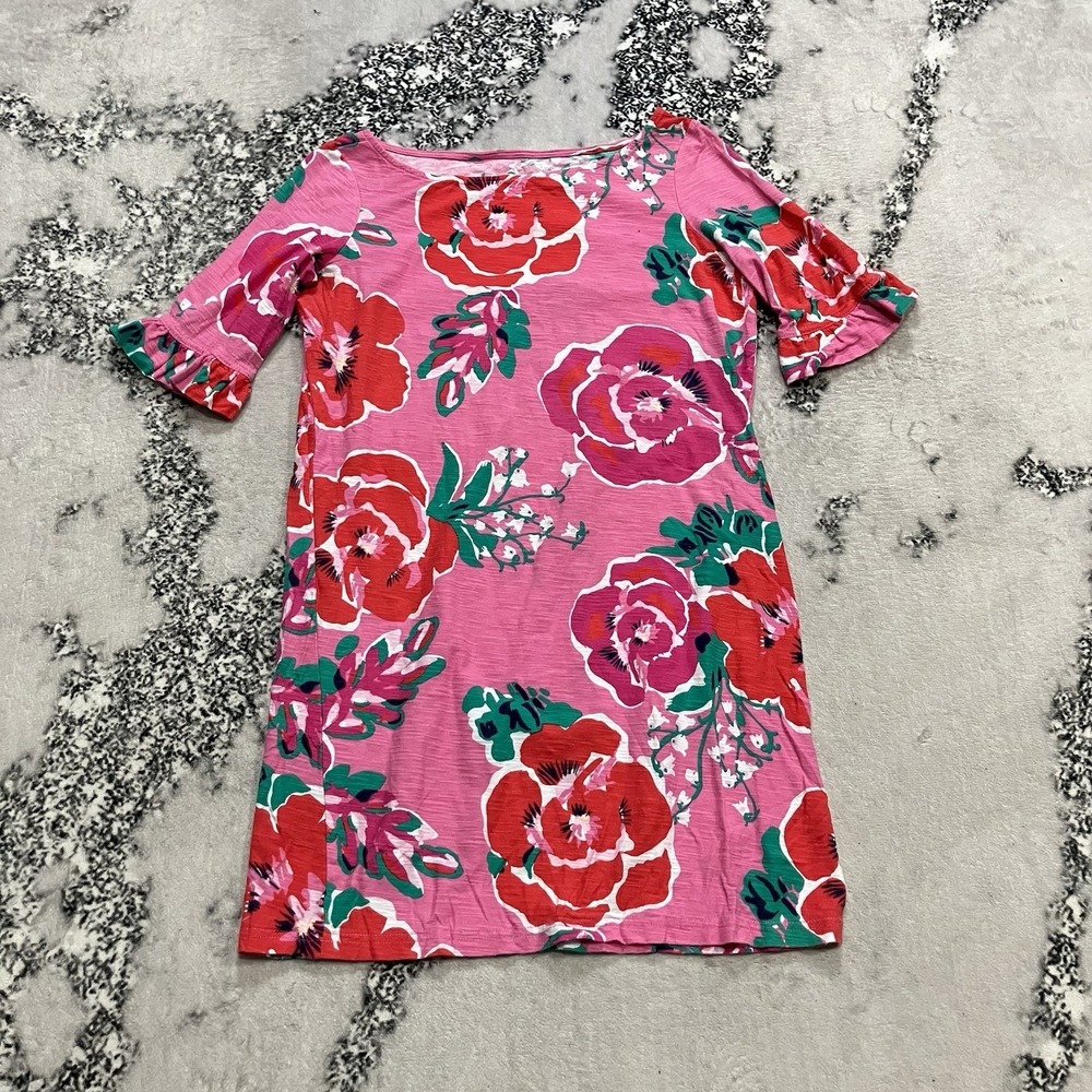 Lilly Pulitzer Floral Shift Dress Pink Red Green Cotton Women Size S‎